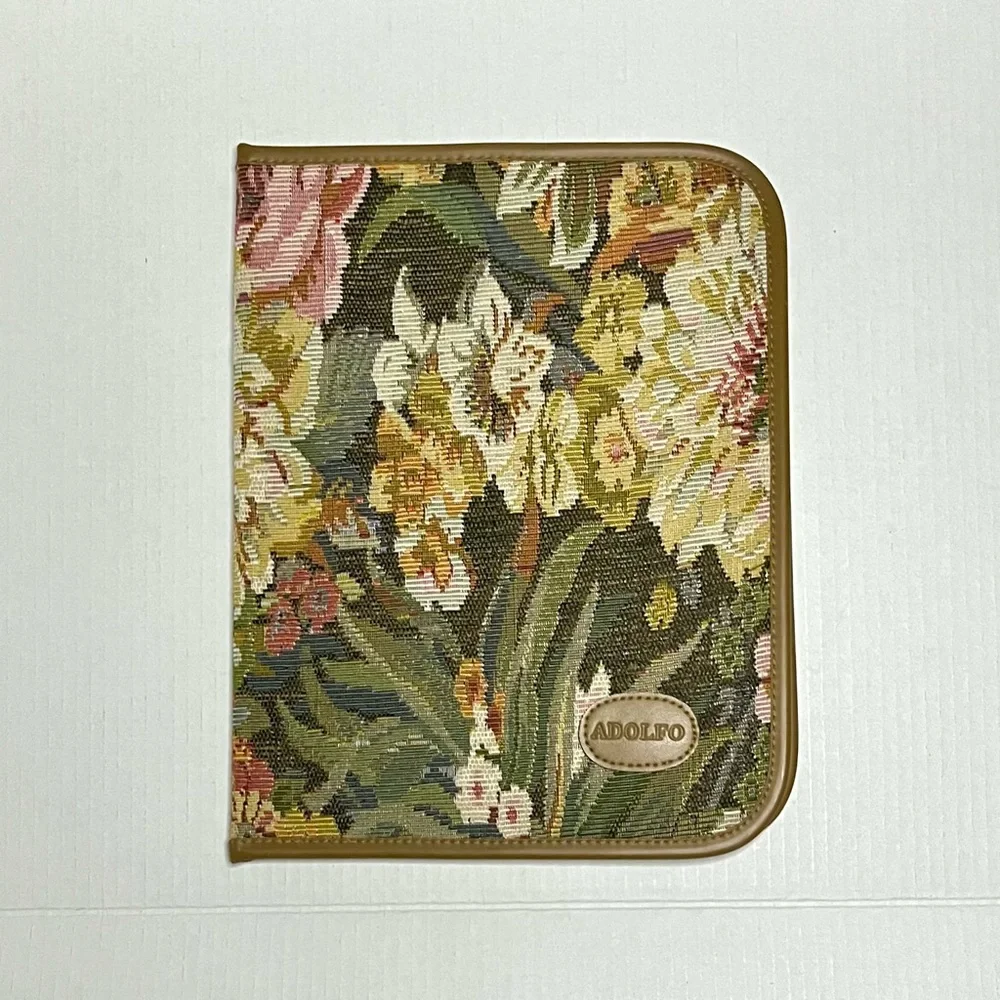 Vintage ADOLFO Floral Tapestry Portfolio Folder